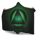 Green Masonic Eye Print Hooded Blanket