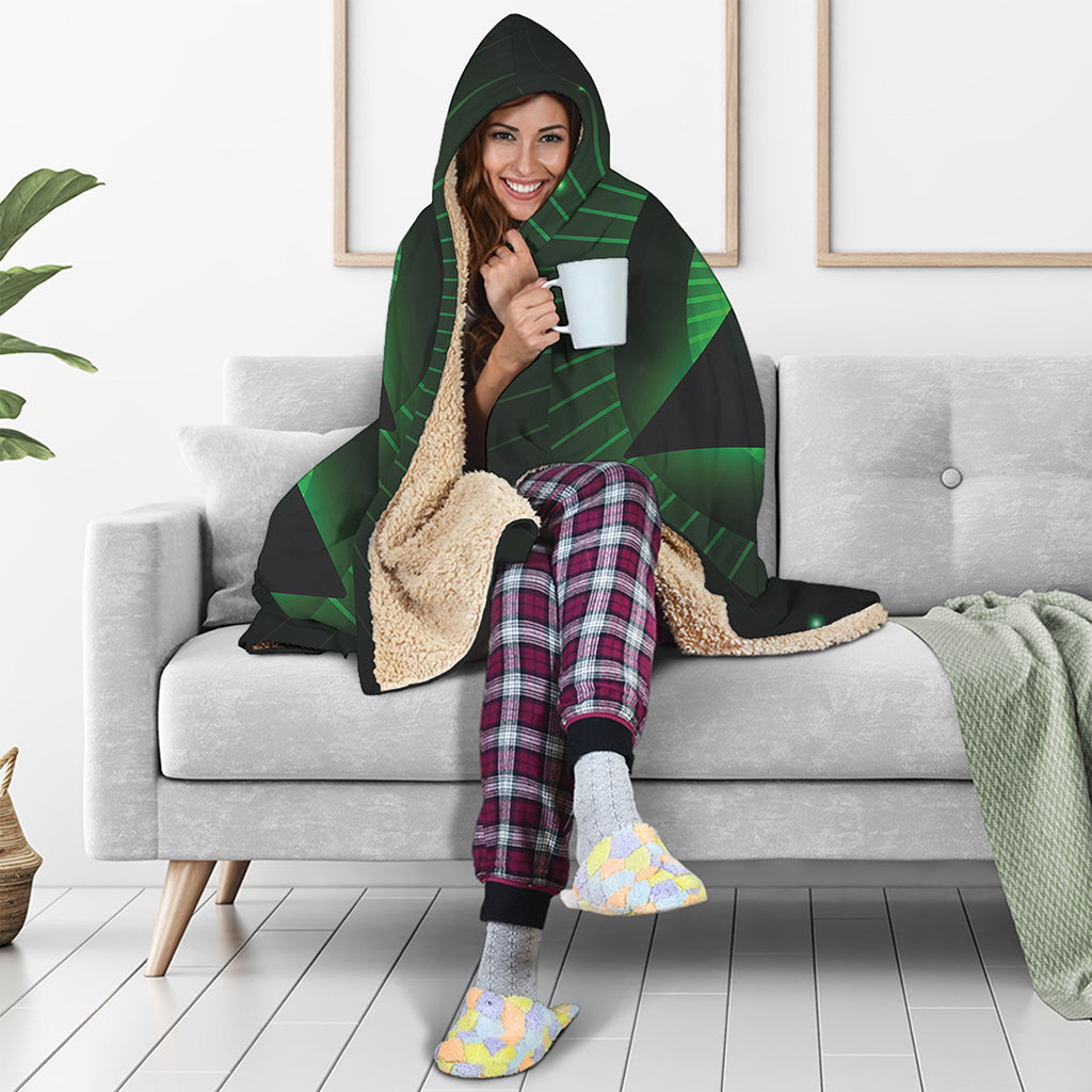 Green Masonic Eye Print Hooded Blanket