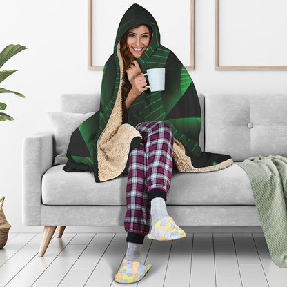Green Masonic Eye Print Hooded Blanket