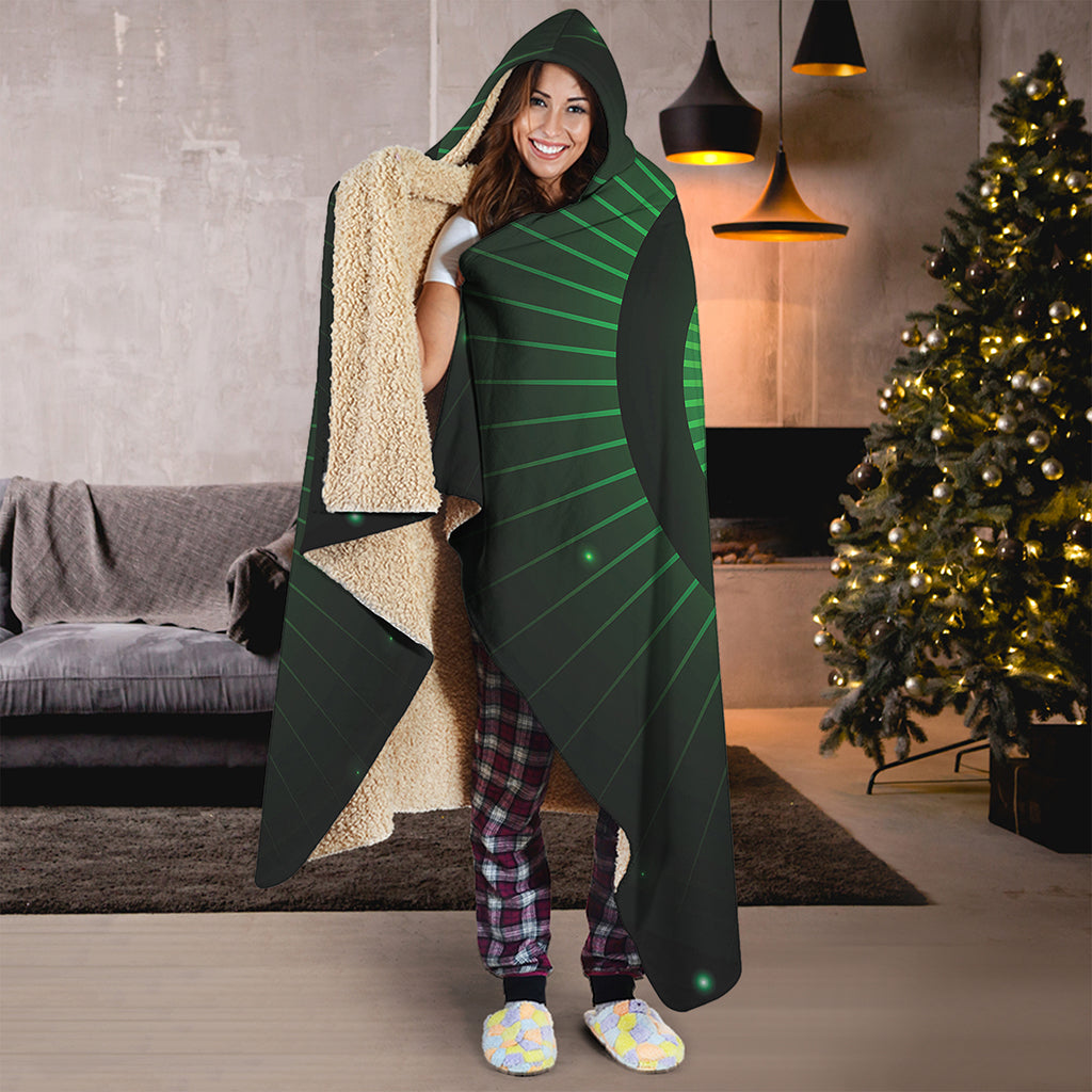 Green Masonic Eye Print Hooded Blanket