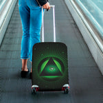 Green Masonic Eye Print Luggage Cover