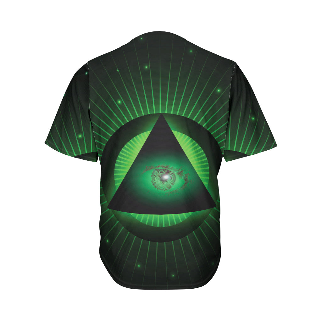 Green Masonic Eye Print Men's Baseball Jersey