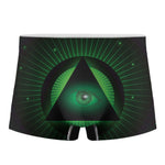 Green Masonic Eye Print Men's Boxer Briefs
