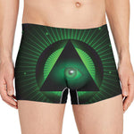 Green Masonic Eye Print Men's Boxer Briefs