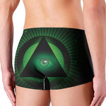 Green Masonic Eye Print Men's Boxer Briefs