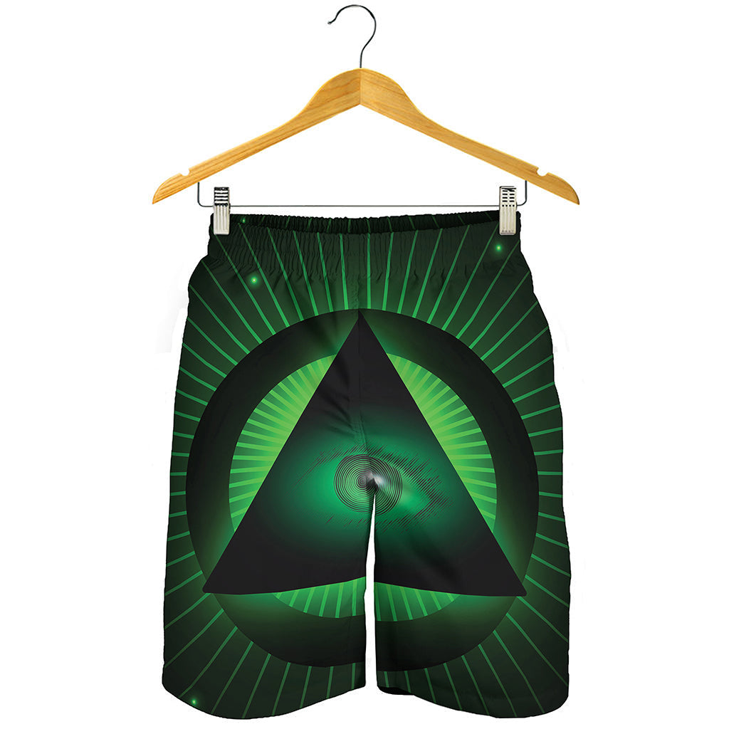 Green Masonic Eye Print Men's Shorts