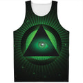 Green Masonic Eye Print Men's Tank Top