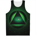 Green Masonic Eye Print Men's Tank Top
