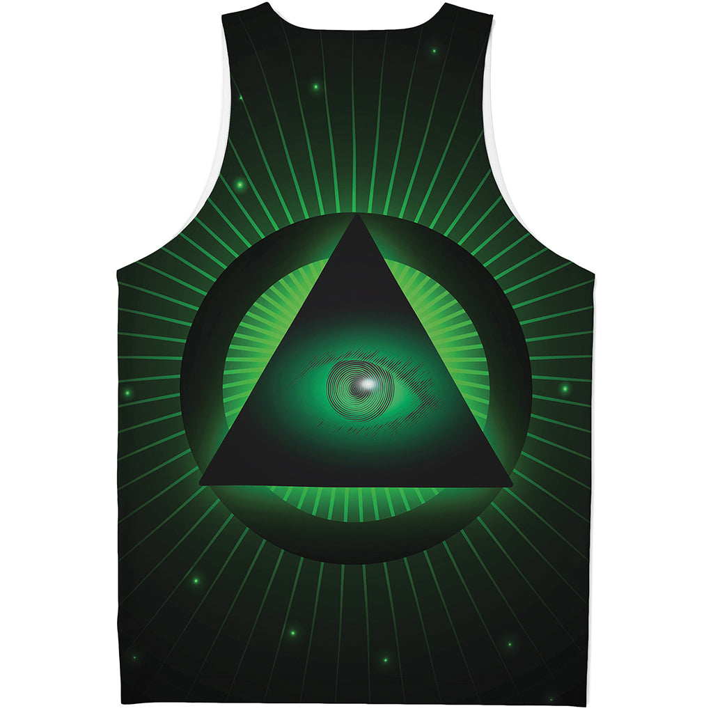 Green Masonic Eye Print Men's Tank Top