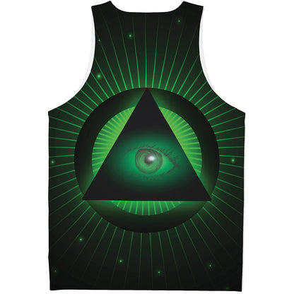 Green Masonic Eye Print Men's Tank Top
