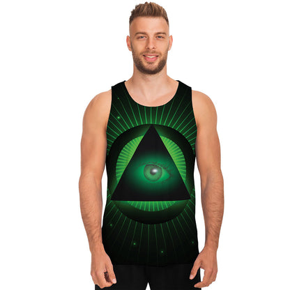Green Masonic Eye Print Men's Tank Top