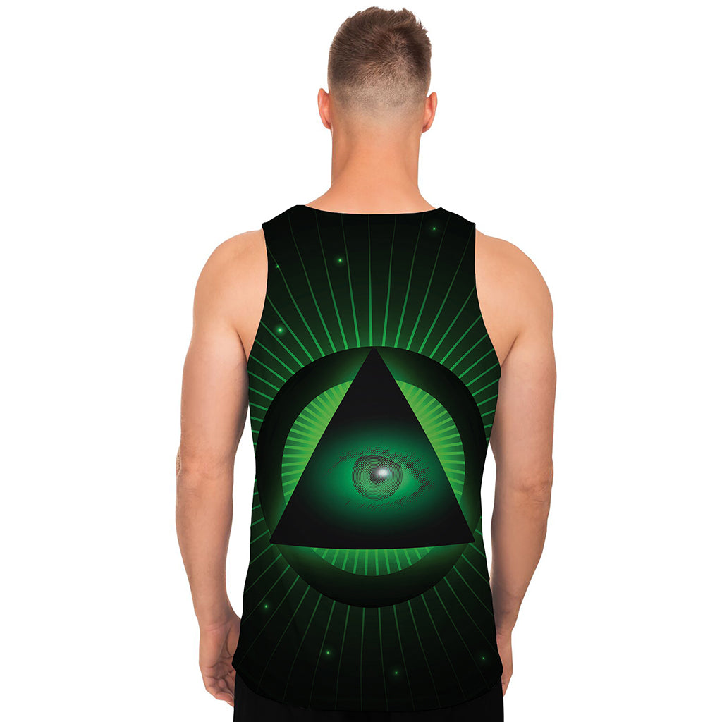 Green Masonic Eye Print Men's Tank Top