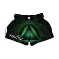 Green Masonic Eye Print Muay Thai Boxing Shorts