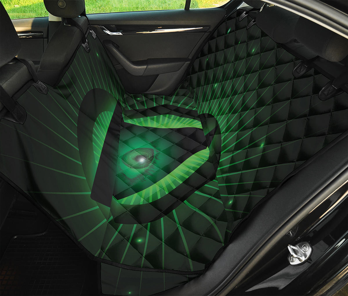 Green Masonic Eye Print Pet Car Back Seat Cover