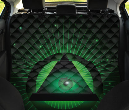 Green Masonic Eye Print Pet Car Back Seat Cover