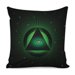 Green Masonic Eye Print Pillow Cover