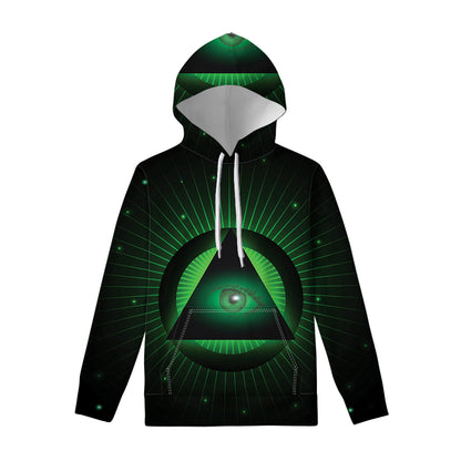 Green Masonic Eye Print Pullover Hoodie