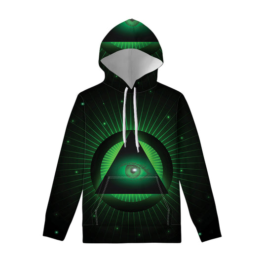 Green Masonic Eye Print Pullover Hoodie