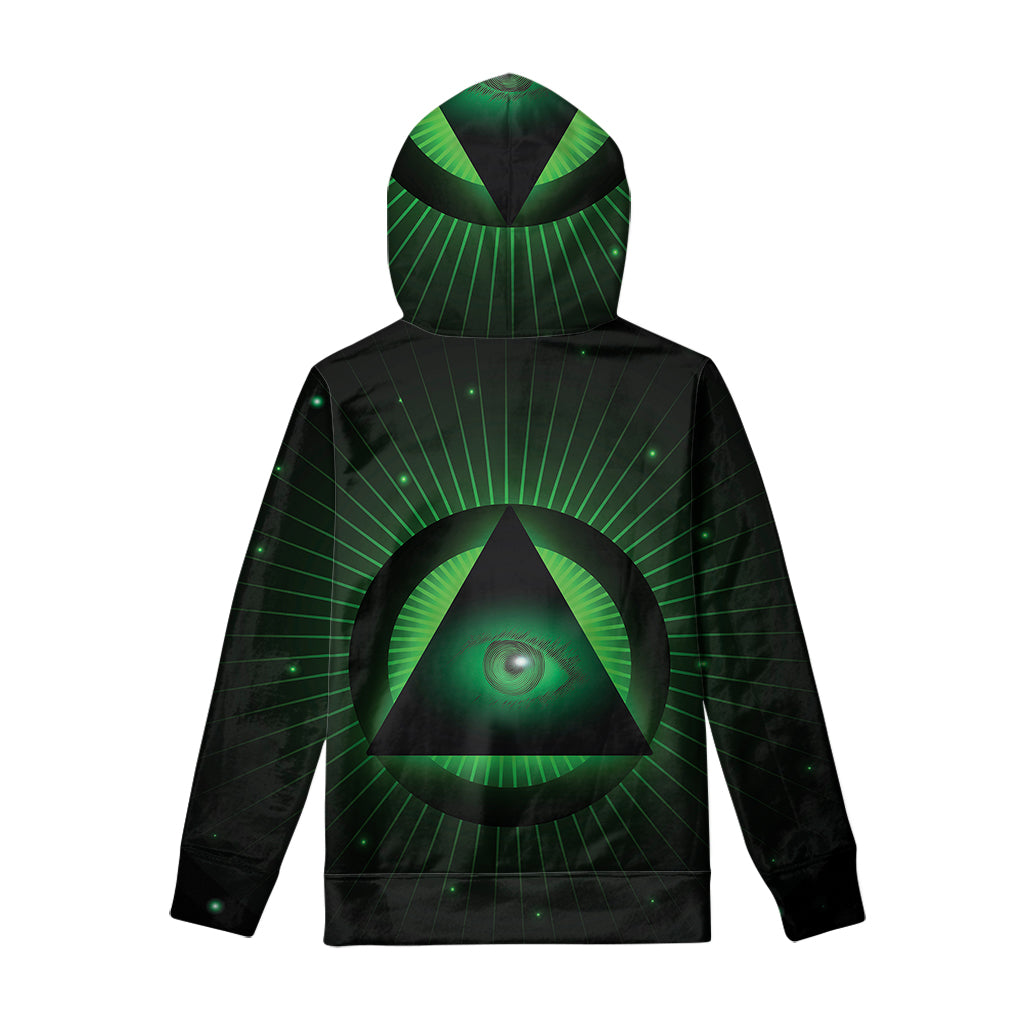 Green Masonic Eye Print Pullover Hoodie