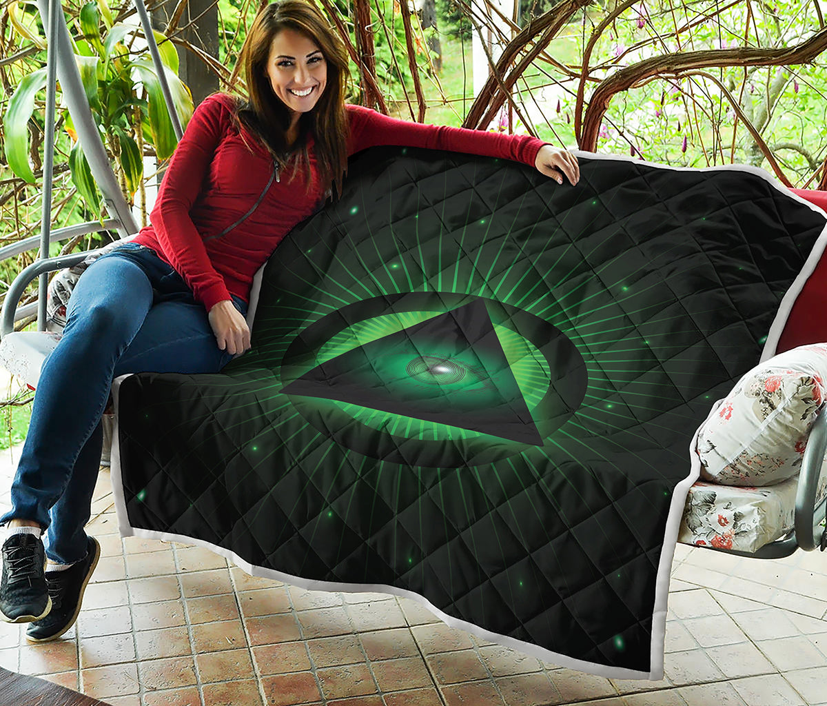 Green Masonic Eye Print Quilt