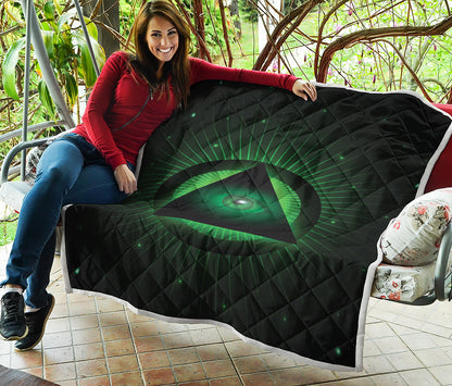 Green Masonic Eye Print Quilt