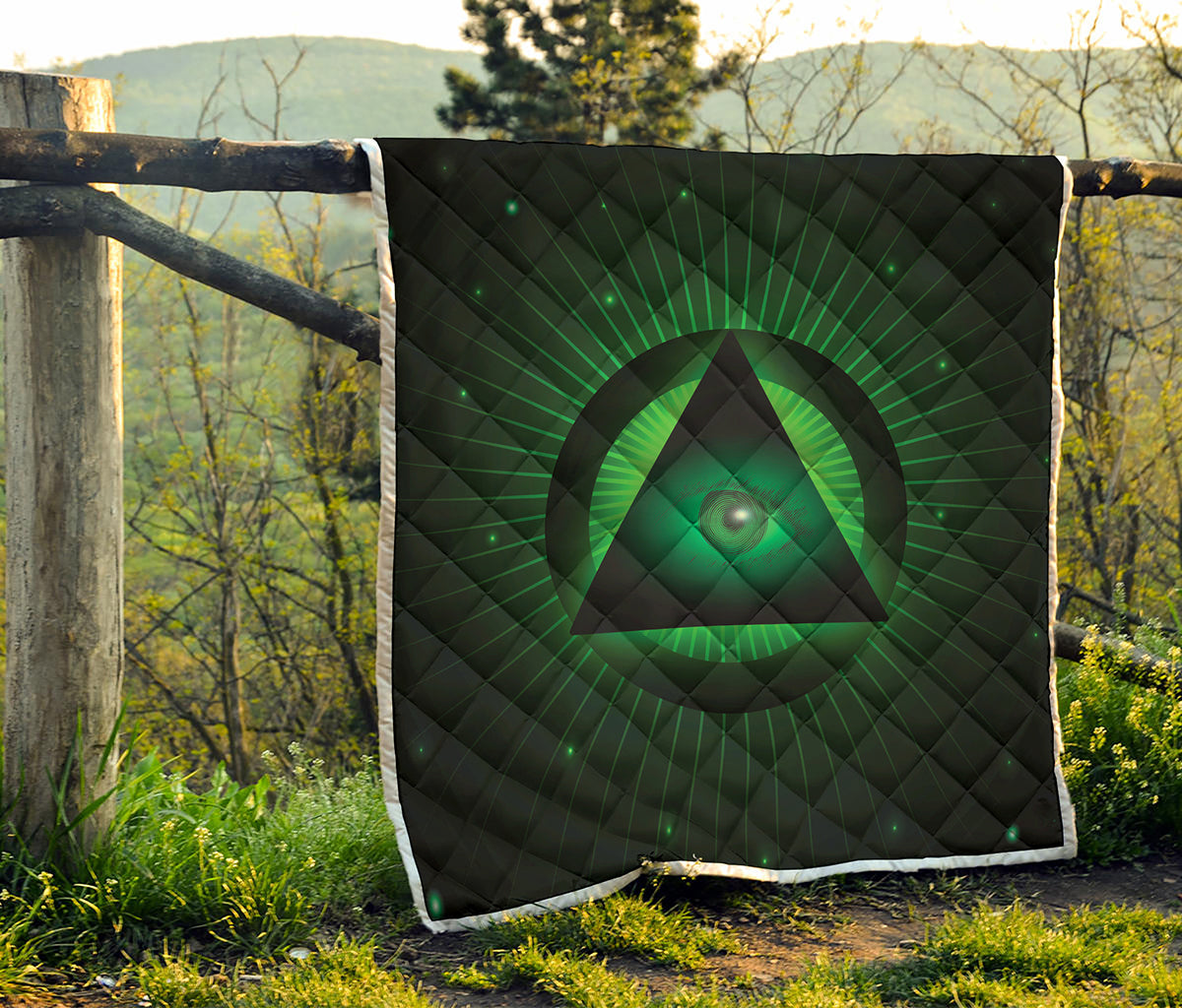 Green Masonic Eye Print Quilt