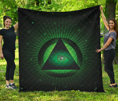 Green Masonic Eye Print Quilt