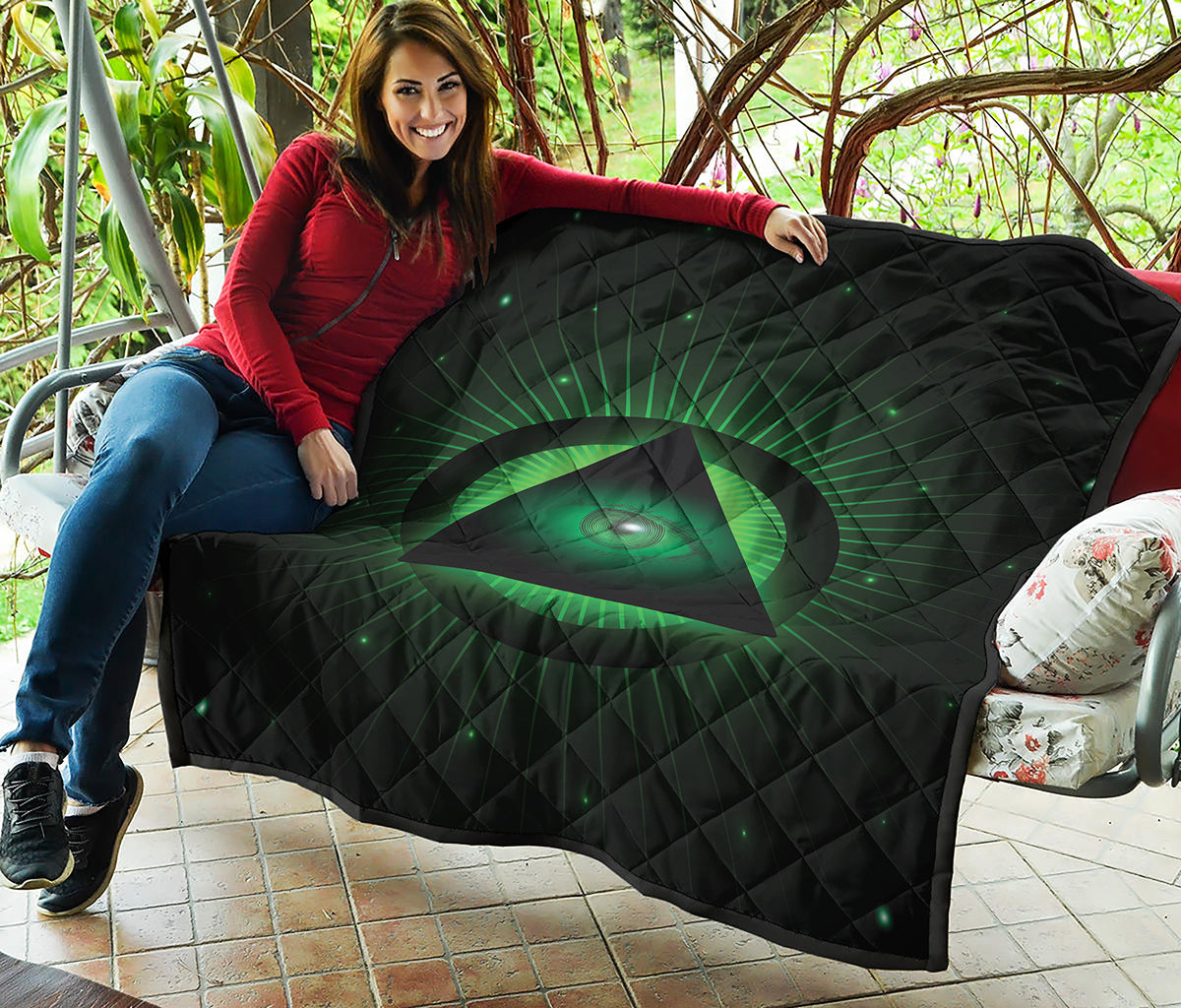 Green Masonic Eye Print Quilt