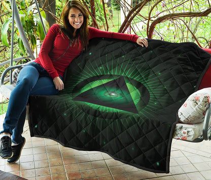Green Masonic Eye Print Quilt
