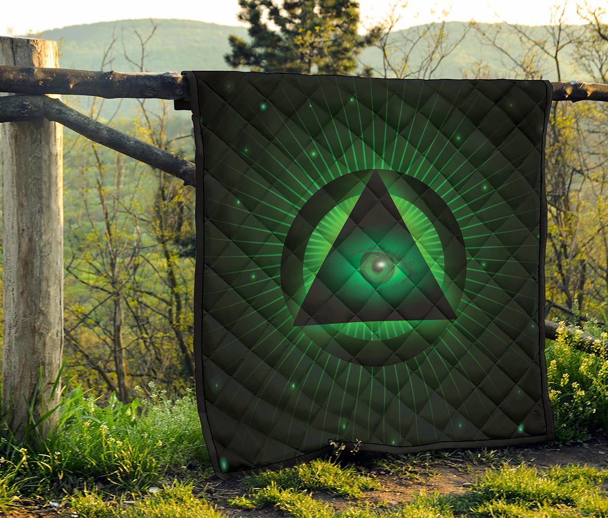 Green Masonic Eye Print Quilt