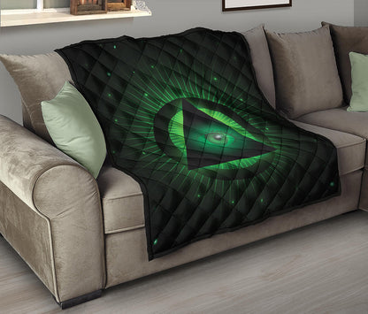 Green Masonic Eye Print Quilt