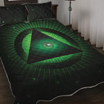 Green Masonic Eye Print Quilt Bed Set