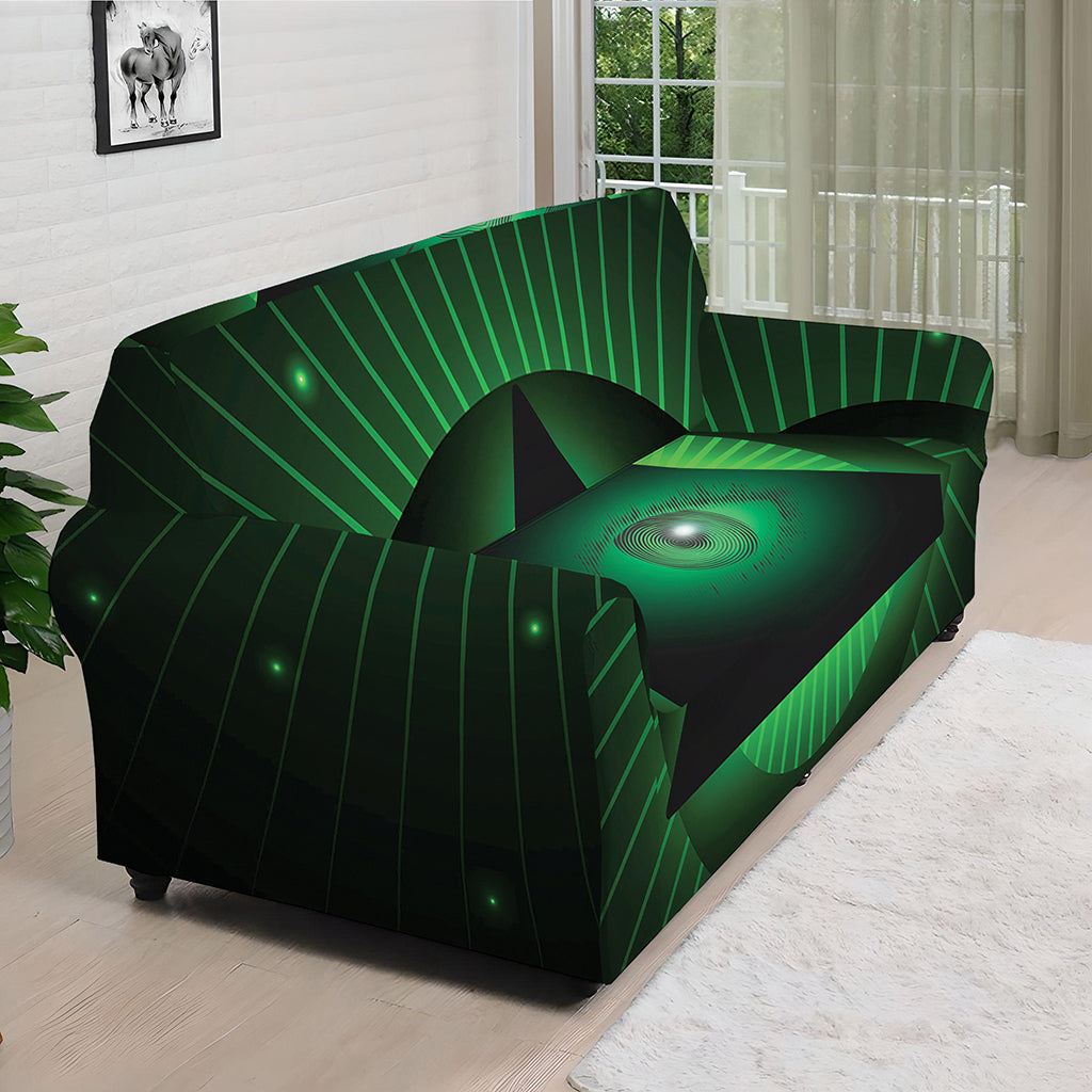 Green Masonic Eye Print Sofa Cover