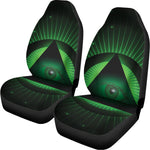 Green Masonic Eye Print Universal Fit Car Seat Covers