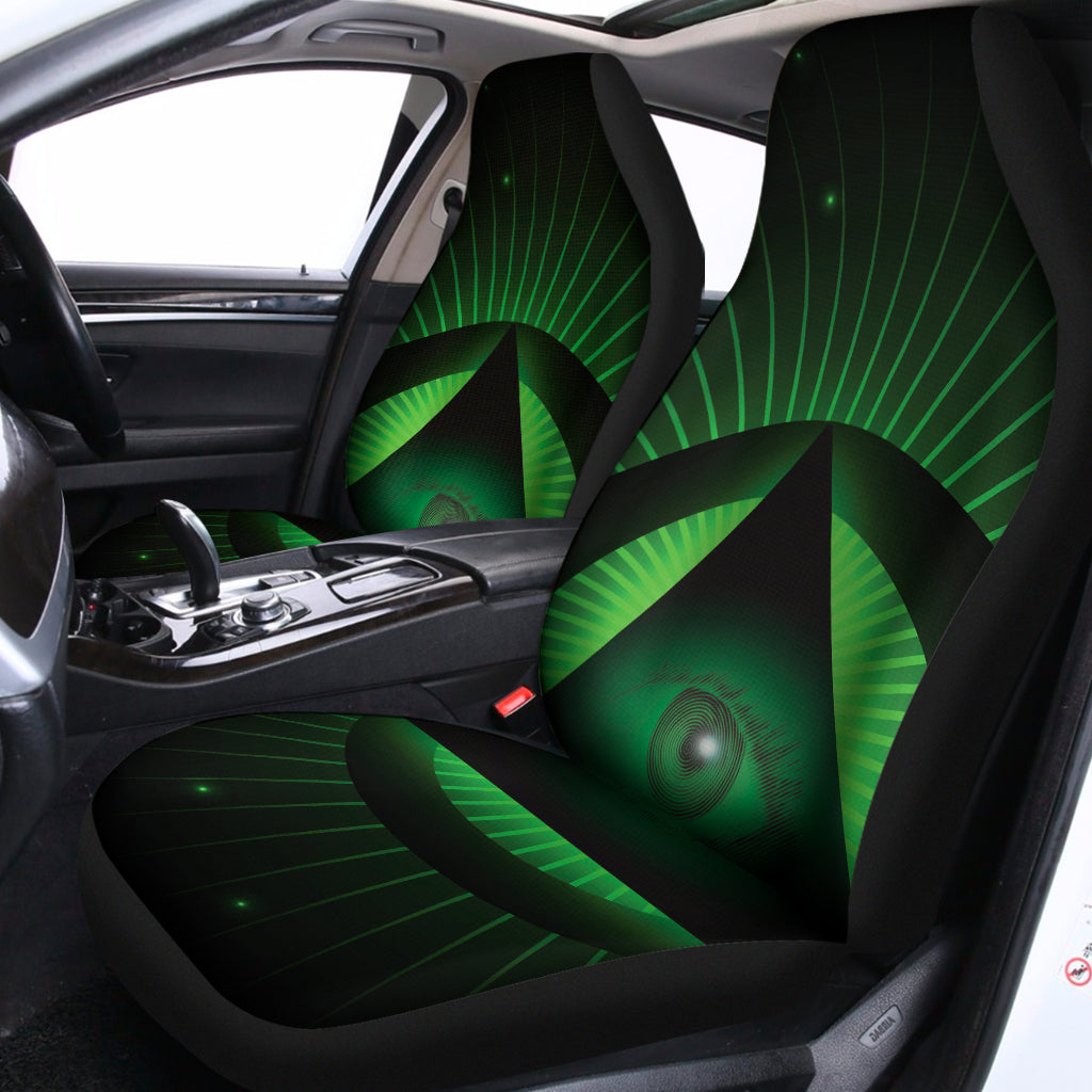 Green Masonic Eye Print Universal Fit Car Seat Covers