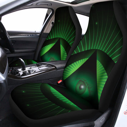 Green Masonic Eye Print Universal Fit Car Seat Covers