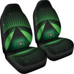 Green Masonic Eye Print Universal Fit Car Seat Covers