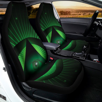 Green Masonic Eye Print Universal Fit Car Seat Covers