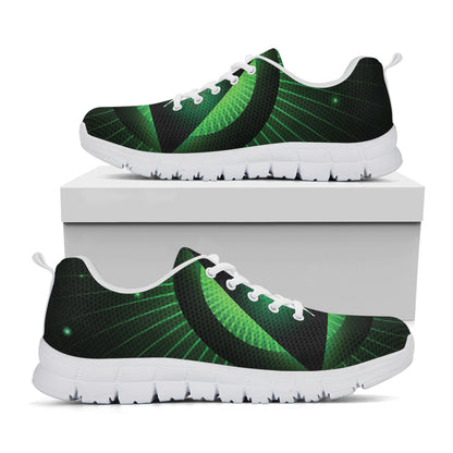Green Masonic Eye Print White Sneakers