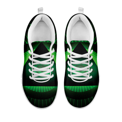 Green Masonic Eye Print White Sneakers