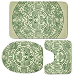 Green Maya Calendar Print 3 Piece Bath Mat Set
