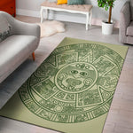 Green Maya Calendar Print Area Rug