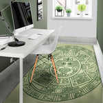 Green Maya Calendar Print Area Rug