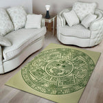 Green Maya Calendar Print Area Rug
