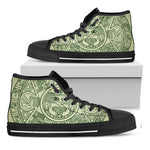 Green Maya Calendar Print Black High Top Shoes