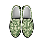 Green Maya Calendar Print Black Slip On Shoes