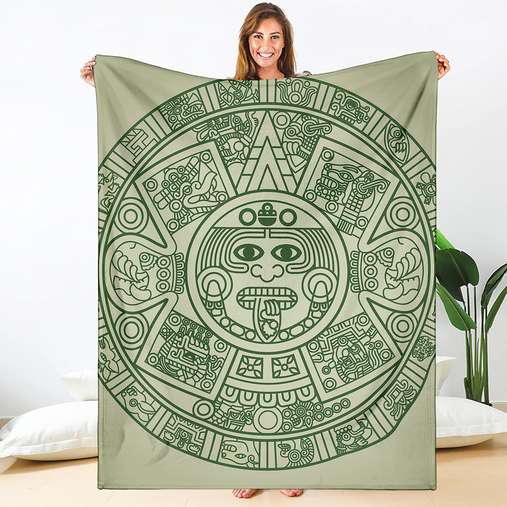 Green Maya Calendar Print Blanket