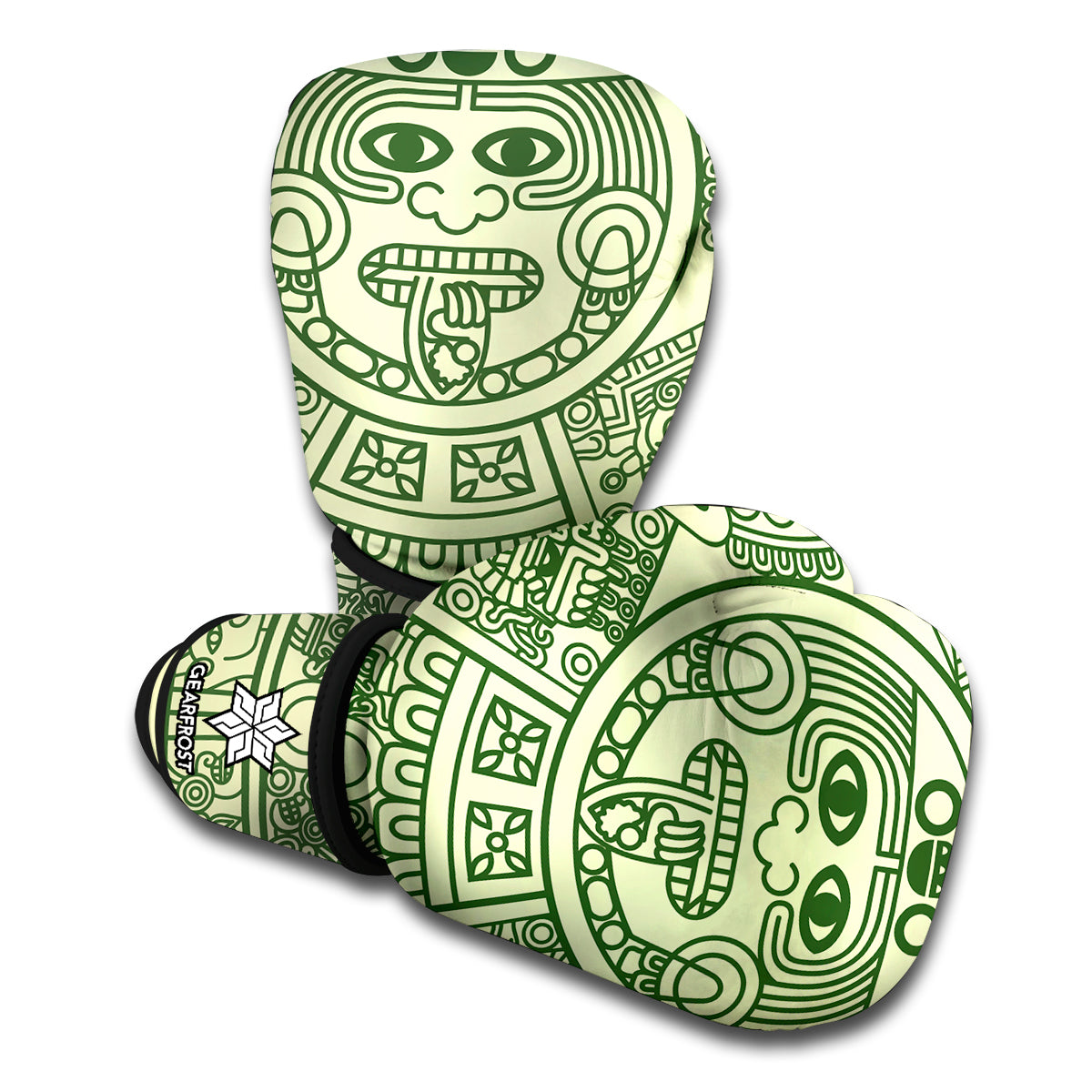 Green Maya Calendar Print Boxing Gloves