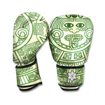 Green Maya Calendar Print Boxing Gloves