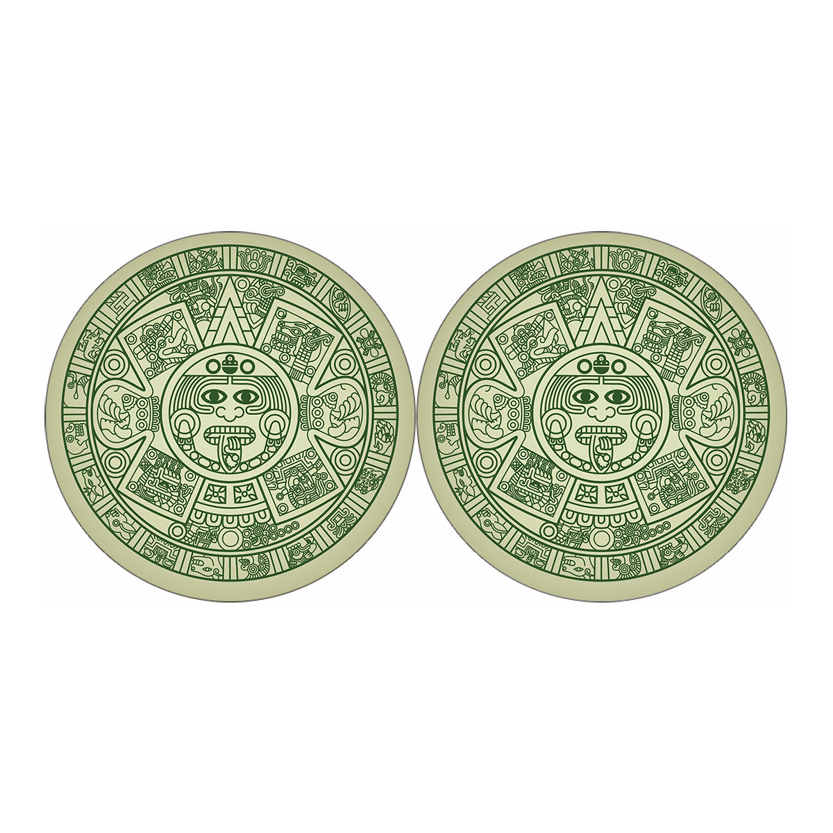 Green Maya Calendar Print Car Coasters